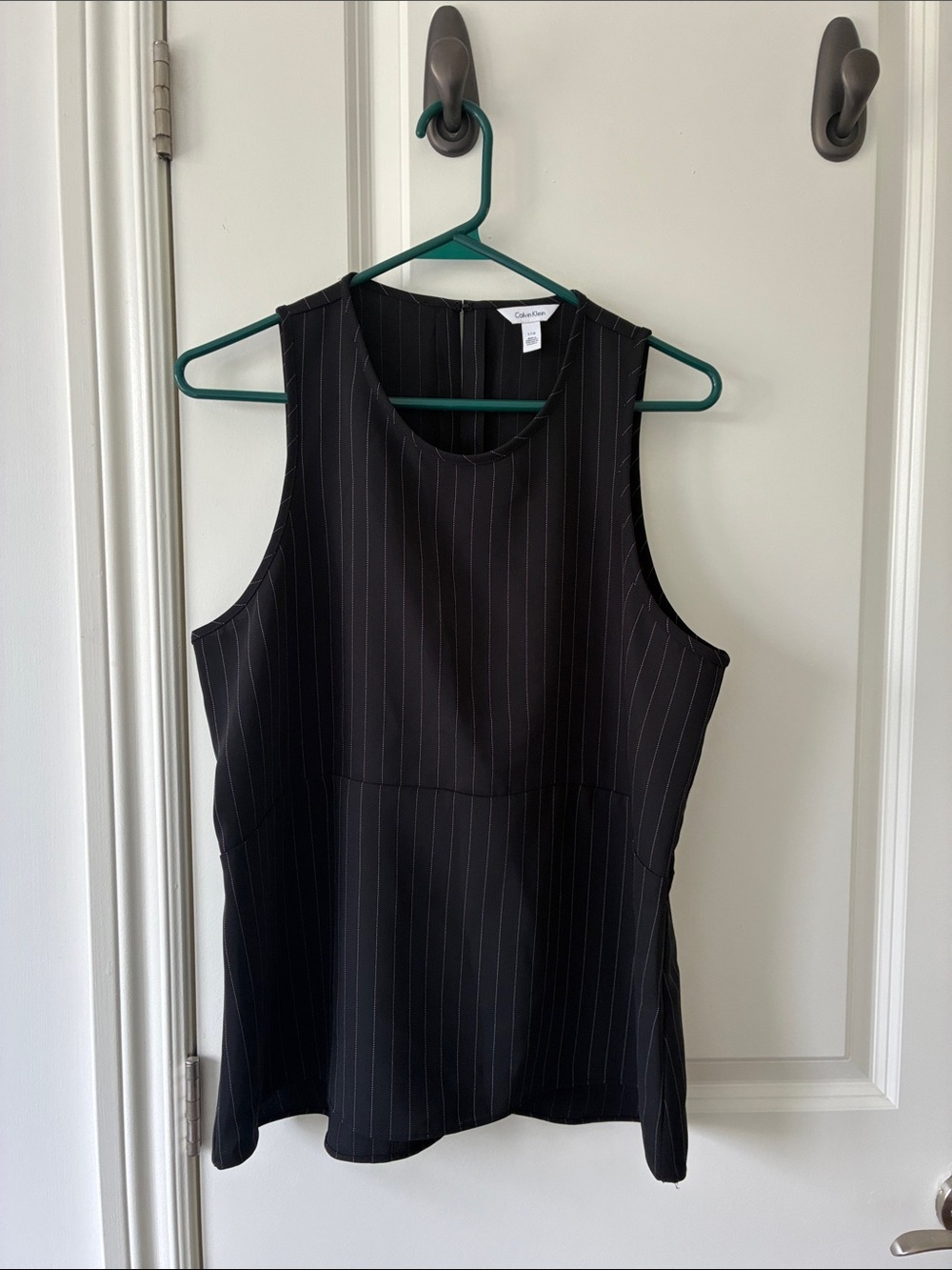 Calvin Klein Black Pinstripe Sleeveles blouse